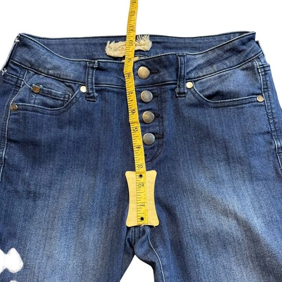 Altar'd State Mid Rise Skinny Jeans Button Front Hermes Wash Raw Hem Size 28/7 - Picture 6 of 7